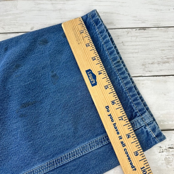 Carhartt Work Jeans Sz 44x30 Dark Blue Jeans 382-83 Dungaree Fit Carpenter worn - Picture 16 of 16